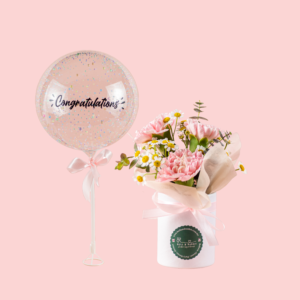 Diana Flower Box (Mini) + 10″ Lolipop Bubble Balloon